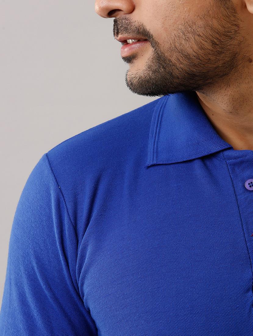 blue solid polo t-shirt - 17657783 - Zoom Image - 5