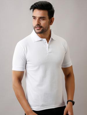 white solid polo t-shirt - 17657786 - Standard Image - 2