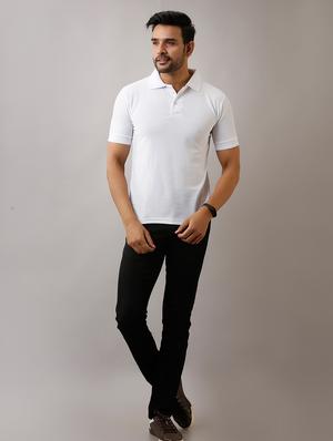 white solid polo t-shirt - 17657786 - Standard Image - 4