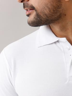 white solid polo t-shirt - 17657786 - Standard Image - 5
