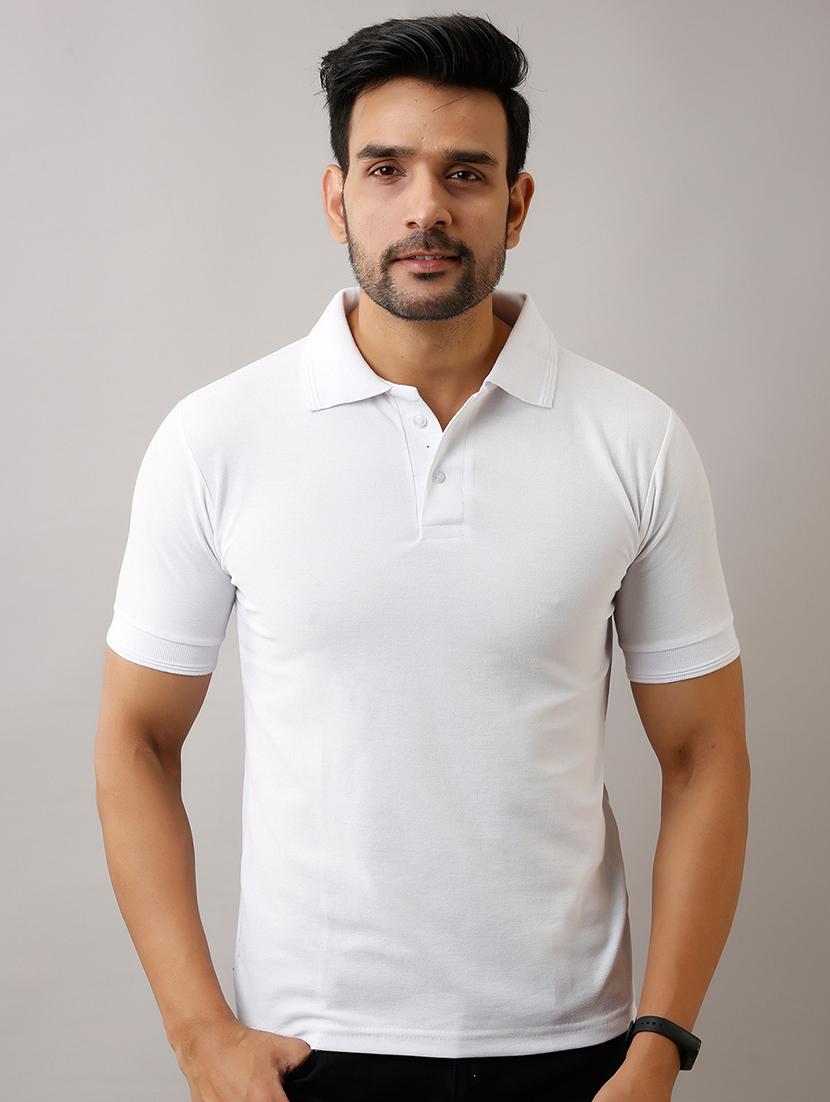 white solid polo t-shirt - 17657786 - Zoom Image - 1