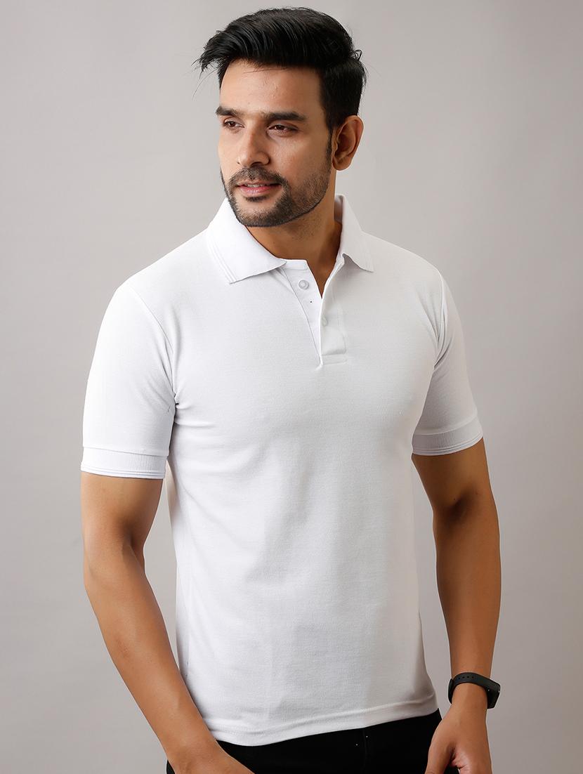 white solid polo t-shirt - 17657786 - Zoom Image - 2