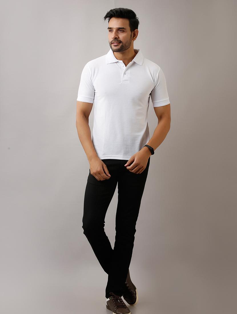 white solid polo t-shirt - 17657786 - Zoom Image - 4