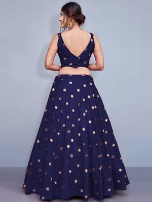 navy blue flared lehenga - 17658234 - Standard Image - 2