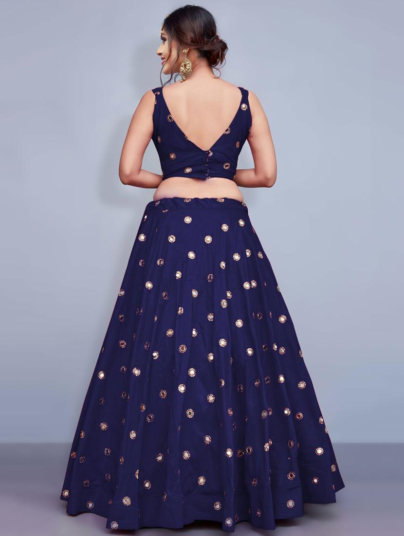 navy blue flared lehenga - 17658234 - Zoom Image - 2