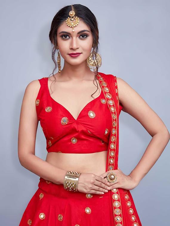 embroidered flared lehenga - 17658235 - Zoom Image - 3
