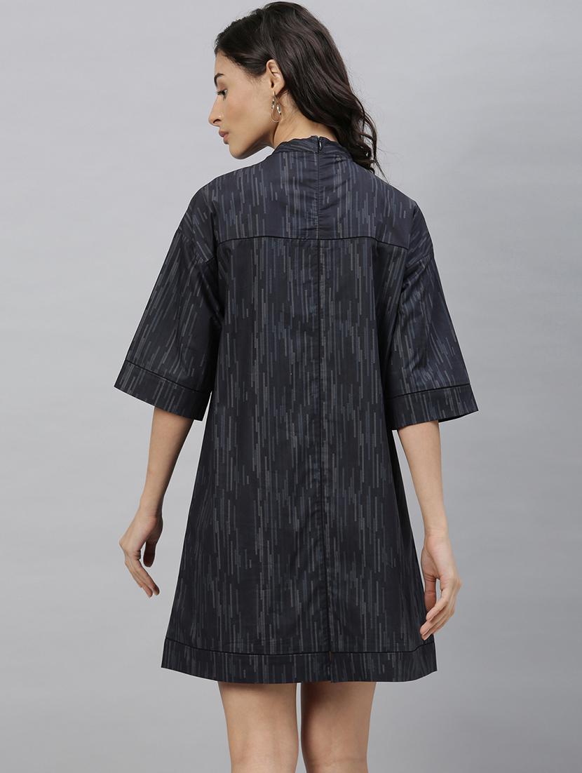 mock neck printed a-line dress - 17658428 - Zoom Image - 3