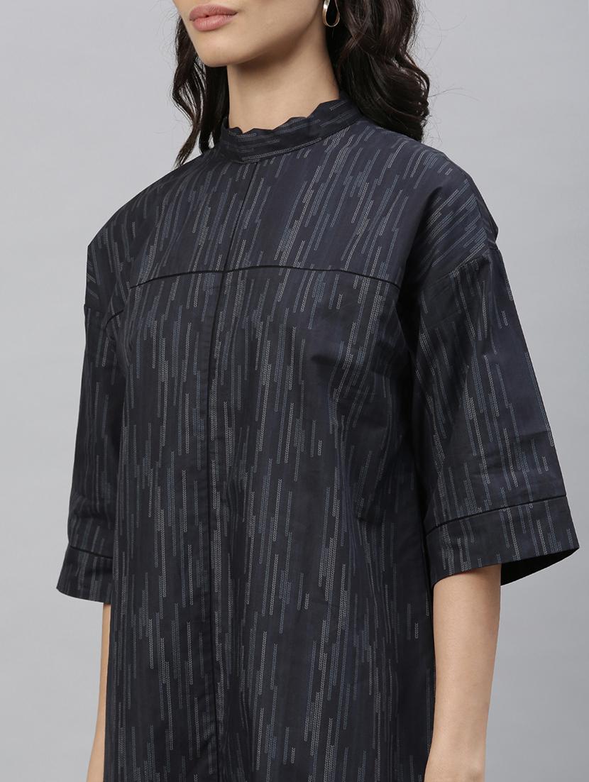 mock neck printed a-line dress - 17658428 - Zoom Image - 5