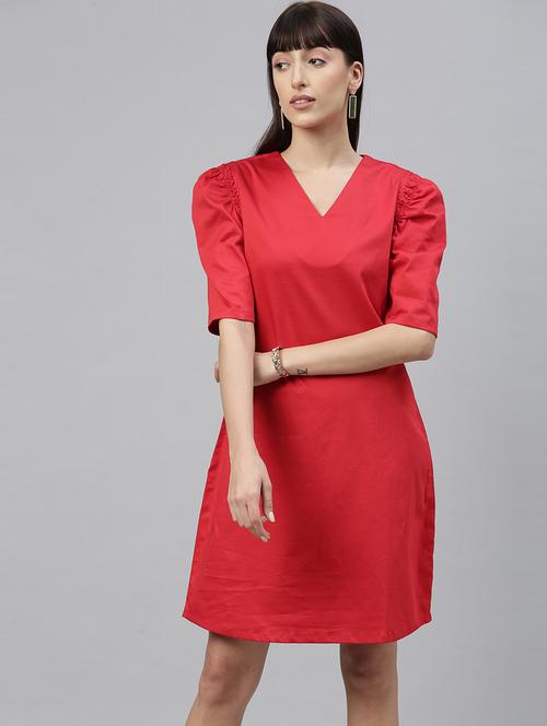 puff sleeved sheath dress - 17658437 - Standard Image - 1