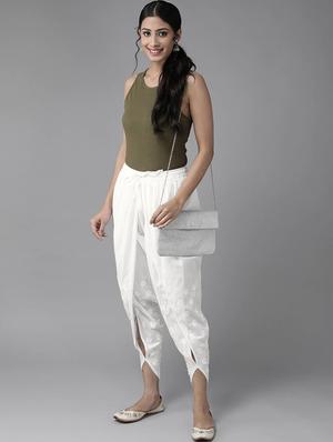 ada hand-embroidered white chikankari dhoti salwar - 17659175 - Standard Image - 4