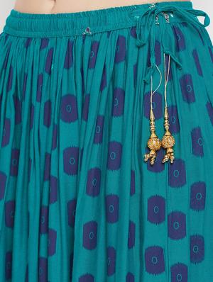 blue rayon flared skirt - 17659191 - Standard Image - 5