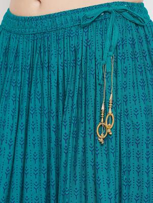 blue rayon flared skirt - 17659205 - Standard Image - 5
