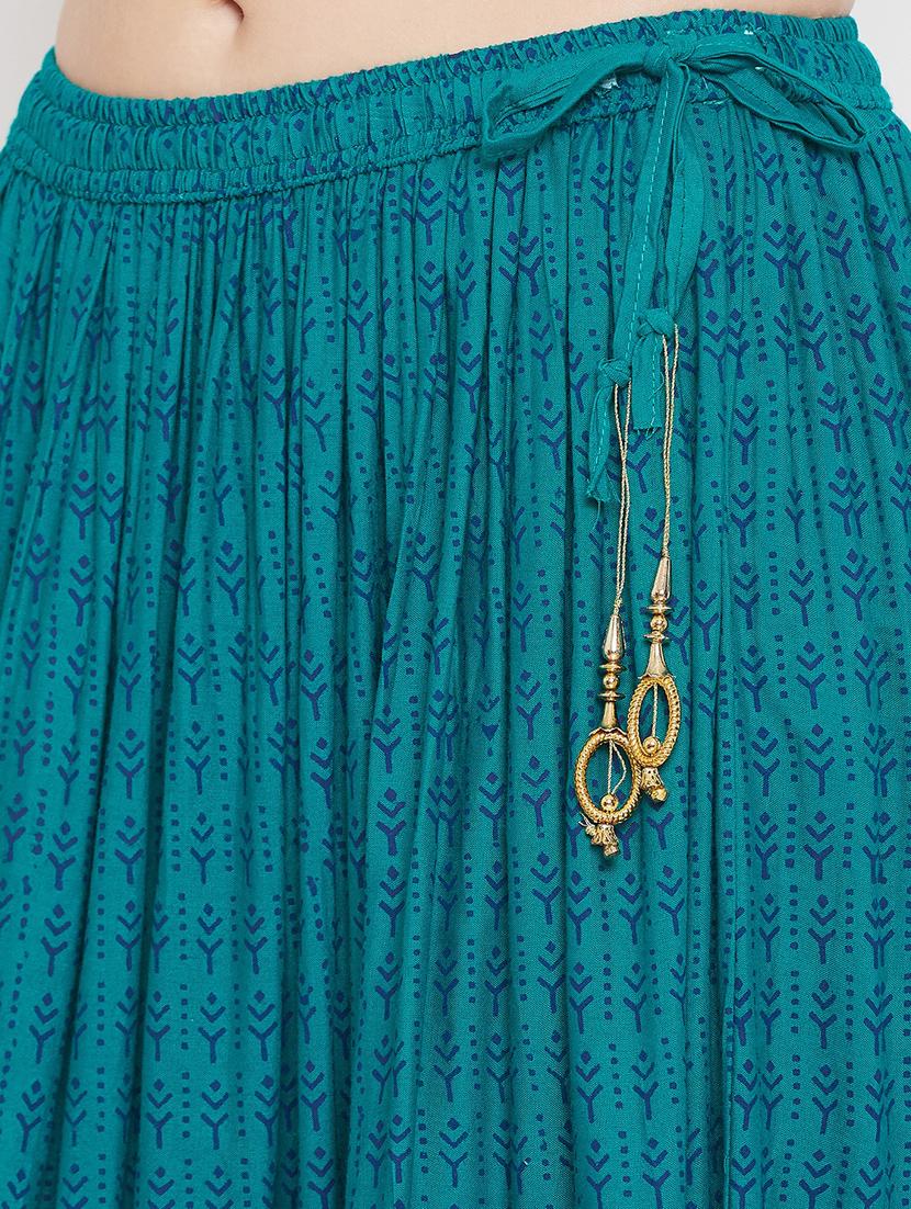 blue rayon flared skirt - 17659205 - Zoom Image - 5