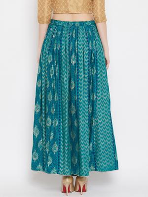 blue rayon flared skirt - 17659211 - Standard Image - 3