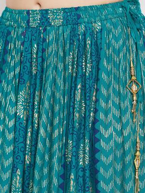 blue rayon flared skirt - 17659211 - Standard Image - 5
