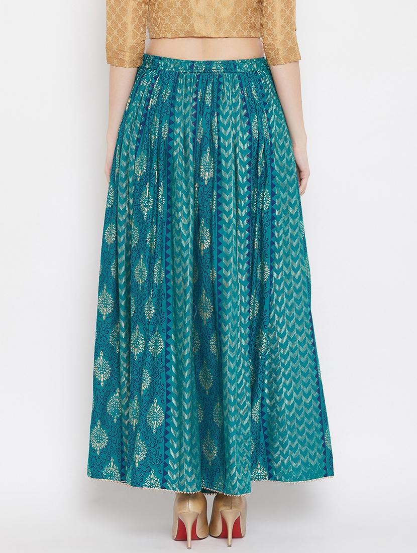 blue rayon flared skirt - 17659211 - Zoom Image - 3
