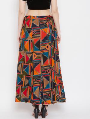navy blue rayon flared skirt - 17659230 - Standard Image - 3