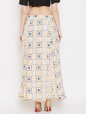 offwhite rayon flared skirt - 17659234 - Standard Image - 3
