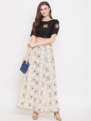 offwhite rayon flared skirt - 17659234 - Standard Image - 4