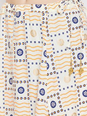 offwhite rayon flared skirt - 17659234 - Standard Image - 5