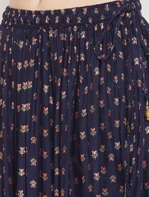 navy blue rayon flared skirt - 17659251 - Standard Image - 5
