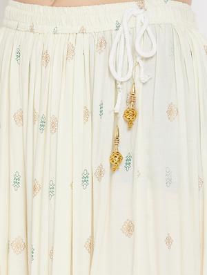 offwhite rayon flared skirt - 17659258 - Standard Image - 5