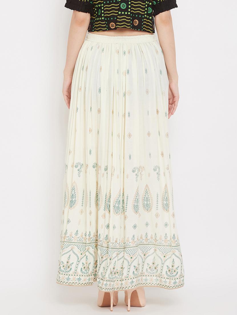 offwhite rayon flared skirt - 17659258 - Zoom Image - 3
