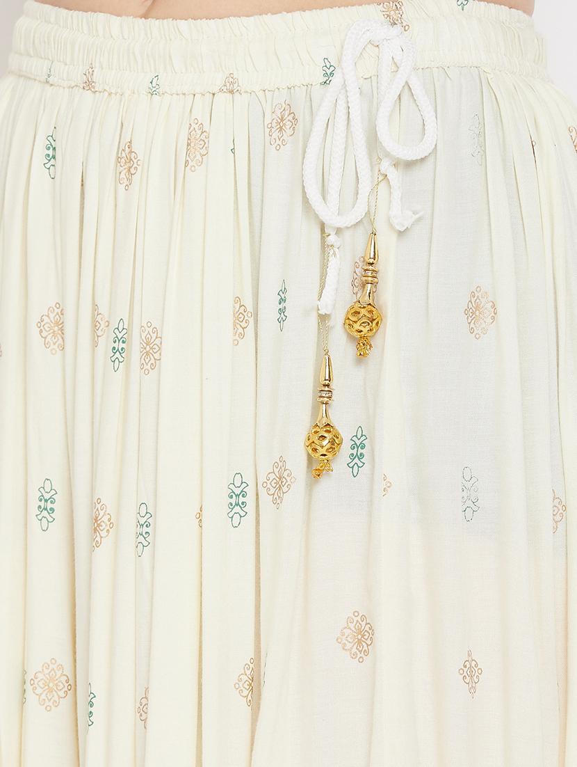 offwhite rayon flared skirt - 17659258 - Zoom Image - 5