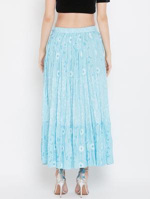 light blue rayon flared skirt - 17659268 - Standard Image - 3