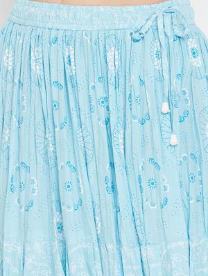 light blue rayon flared skirt - 17659268 - Standard Image - 5