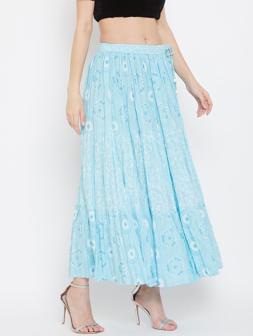 light blue rayon flared skirt - 17659268 - Zoom Image - 2