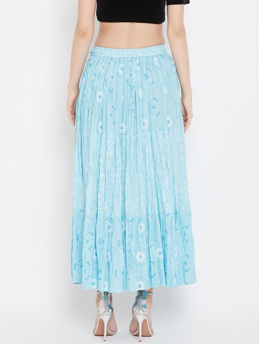 light blue rayon flared skirt - 17659268 - Zoom Image - 3