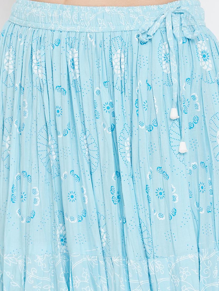 light blue rayon flared skirt - 17659268 - Zoom Image - 5