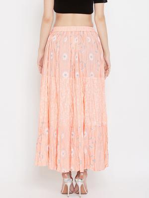 peach rayon flared skirt - 17659269 - Standard Image - 3