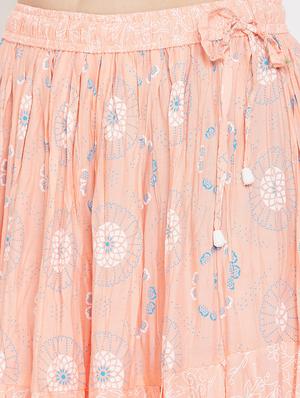 peach rayon flared skirt - 17659269 - Standard Image - 5