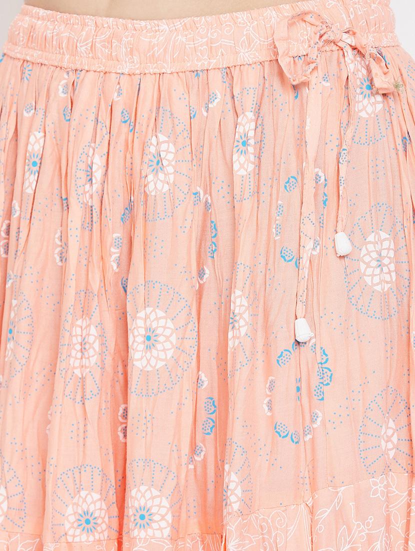 peach rayon flared skirt - 17659269 - Zoom Image - 5