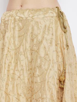 gold silk blend aline skirt - 17659282 - Standard Image - 5