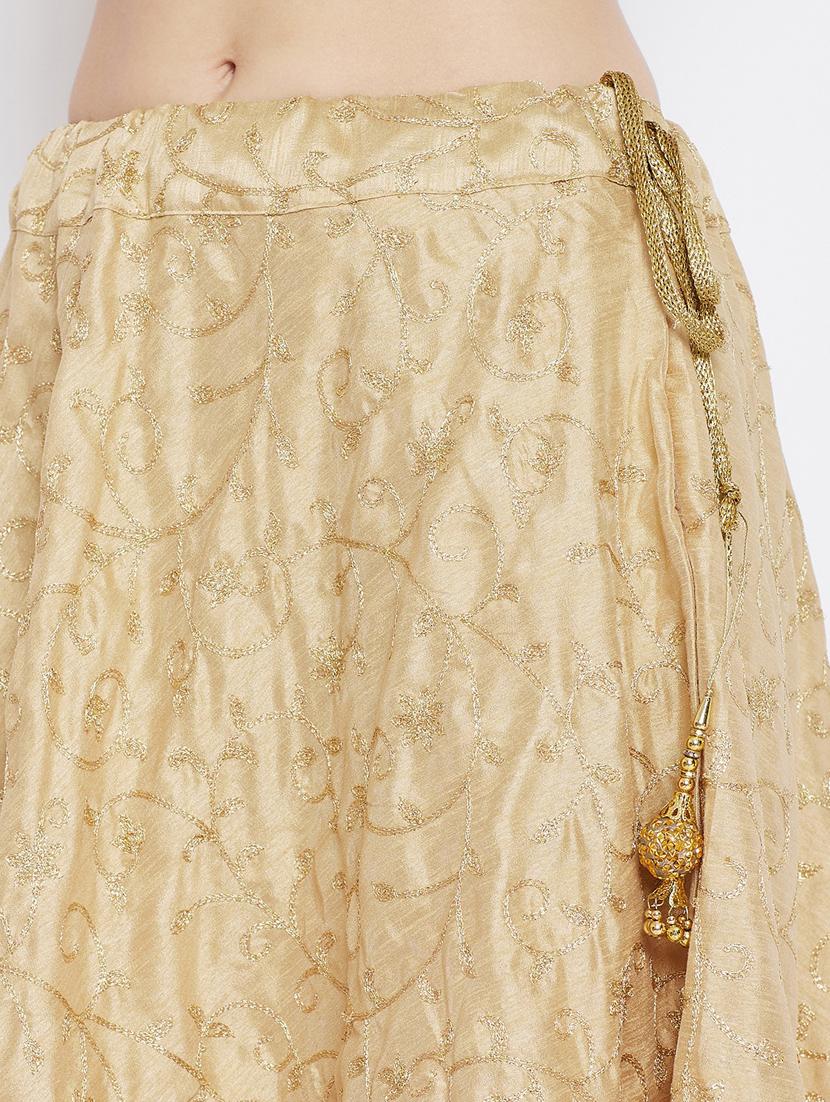 gold silk blend aline skirt - 17659282 - Zoom Image - 5