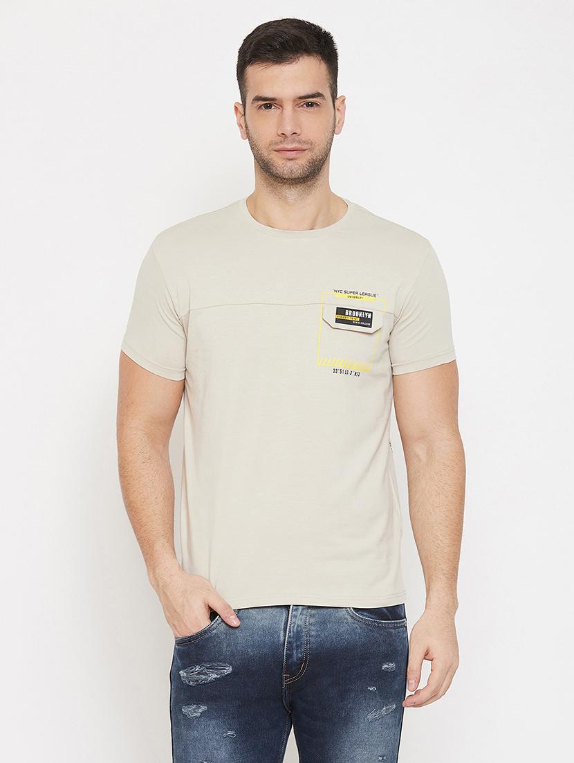 beige printed pocket t-shirt - 17659290 - Zoom Image - 1