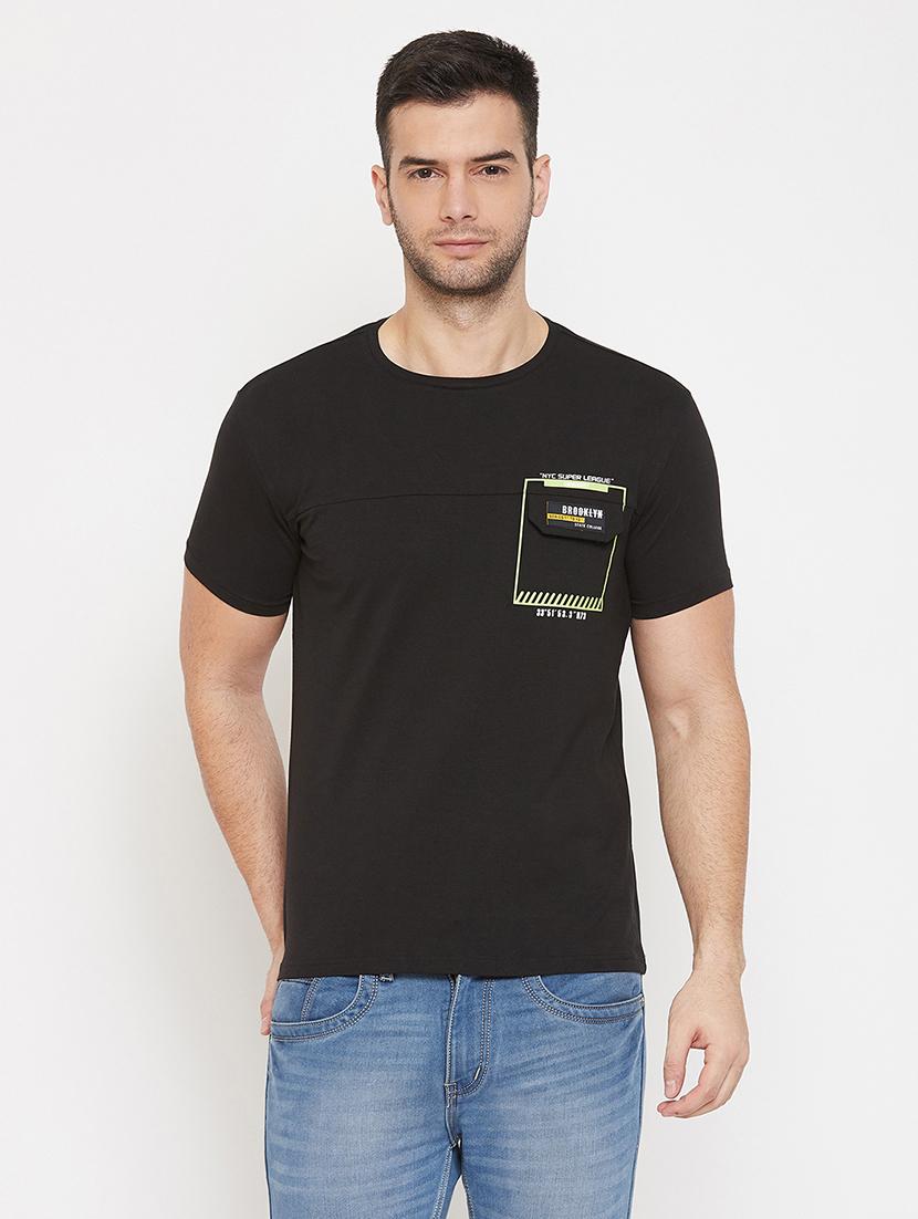 black printed pocket t-shirt - 17659291 - Zoom Image - 1