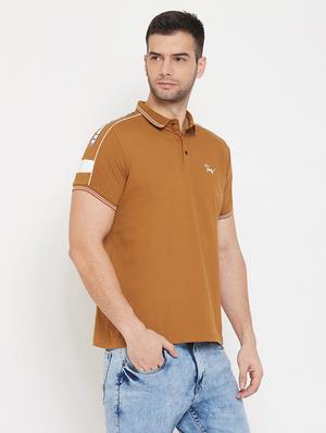 brown taped collared t-shirt - 17659300 - Standard Image - 2