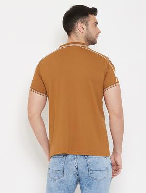 brown taped collared t-shirt - 17659300 - Standard Image - 3