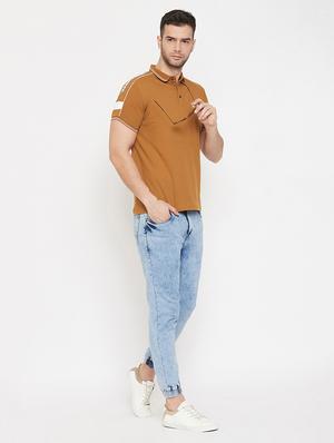 brown taped collared t-shirt - 17659300 - Standard Image - 4