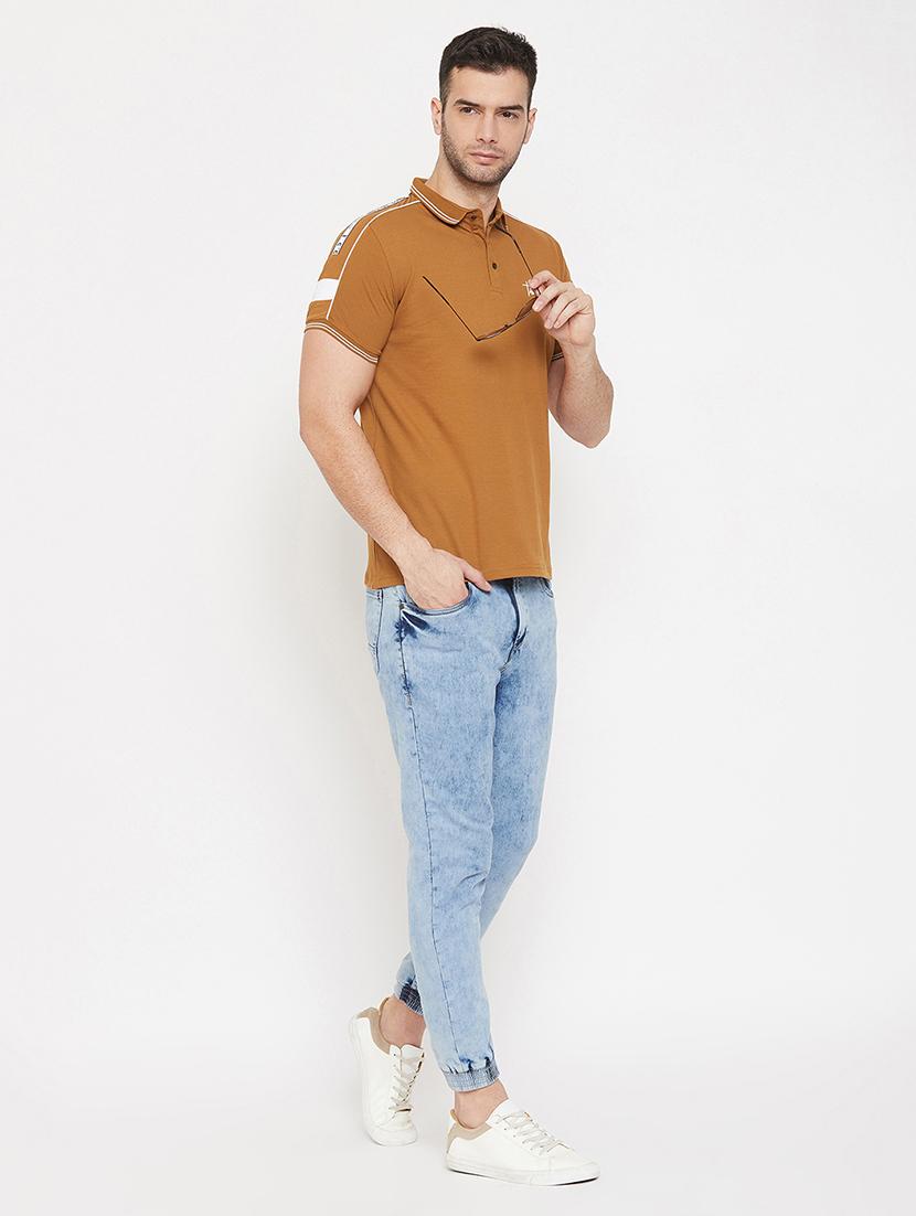 brown taped collared t-shirt - 17659300 - Zoom Image - 4