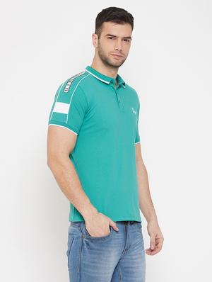 green taped collared t-shirt - 17659301 - Standard Image - 2