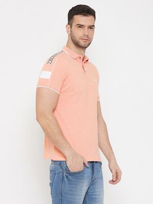 peach taped collared t-shirt - 17659303 - Standard Image - 2