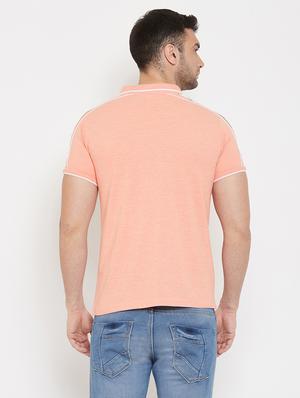 peach taped collared t-shirt - 17659303 - Standard Image - 3