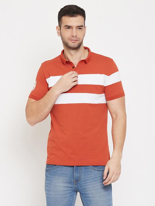 rust printed collared t-shirt - 17659308 - Standard Image - 1