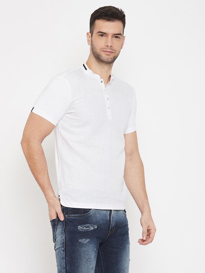 white solid collared t-shirt - 17659309 - Zoom Image - 2