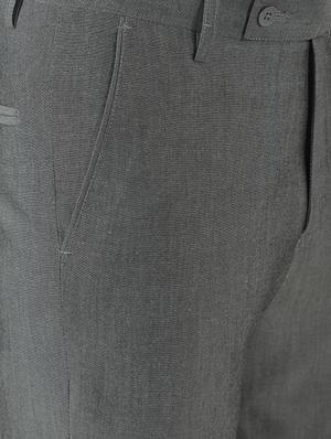 grey solid flat front formal trouser - 17659311 - Standard Image - 5